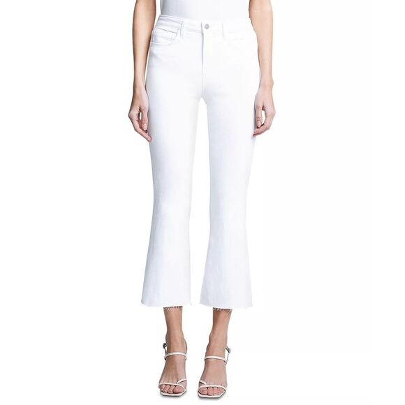L'Agence Kendra High-Rise Crop Flare Jeans White, NWT, Size 28 - Picture 2 of 9